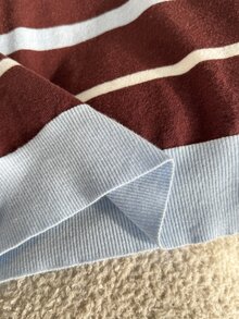 SHEIN Kids Teen Girls Sweaters Striped Long Sleeve Polo Collar Autumn/Winter Preppy Coquette Barn Colorblock Striped /Y2k - Multicolor - View 6