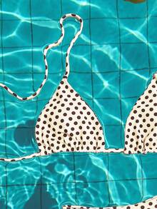 Bonvoyette Women's Fashionable Cute Beach Vacation Seaside Party Random Print Marine Animal Striped Reversible Multi-Color Adjustable Halter Triangle Top And Reversible Cute Bikini Bottoms Set - Multicolor - View 6