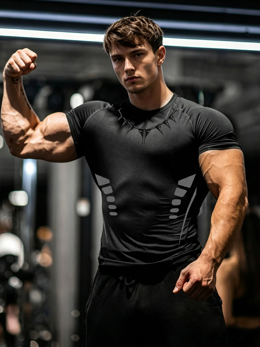 GymBeat Men's Colorblock Casual Versatile Daily Wear Sports T-Shirt, Gym - Black - View 1