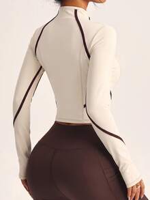 Dewbera Dewbera Women's Colorblock Raglan Long Sleeve Zip-Up Sports Jacket - Multicolor - View 2