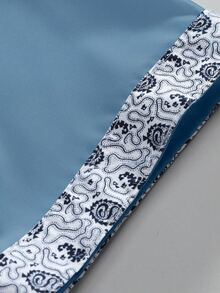 Manfinity Homme 男士度假印花單排扣短袖襯衫（隨機裁切） - 霧霾藍 - 查看 4