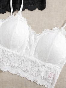 Divavoom 2 Paquetes de Conjunto de Sujetador de Encaje Floral Lencería - Blanco y Negro - Ver 5