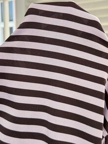 Lyckli Maternity Vacation Minimalist Striped Colorblock Round Neck Long Sleeve T-Shirt Fall - Pink - View 9