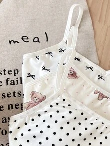 SHEIN 青少年女孩內衣與胸罩 買1送2，3件組，簡約基本款V領加墊 - 白色 - 查看 5