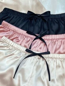 SilkySpell 3sets Lace Trim Cami Top & Shorts Pajama Set - Multicolor - View 4