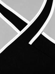 GlowEve White Criss-Cross Halter Jumpsuit + Mid-Waist Straight Leg Pants 2 Pieces Set For Women - Black - View 4