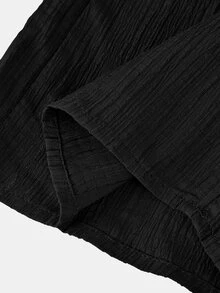 SHEIN Comfortable Long Black Pants For Tween Girls Designed Everyday Wear Wide Leg Loose Baggy Teen Fall Winter - Black - View 8