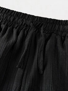 SHEIN Comfortable Long Black Pants For Tween Girls Designed Everyday Wear Wide Leg Loose Baggy Teen Fall Winter - Black - View 2