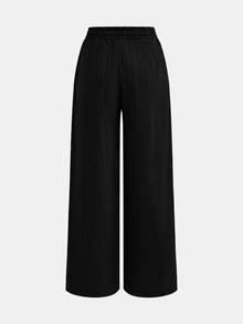 SHEIN Comfortable Long Black Pants For Tween Girls Designed Everyday Wear Wide Leg Loose Baggy Teen Fall Winter - Black - View 6