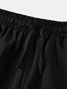 SHEIN Comfortable Long Black Pants For Tween Girls Designed Everyday Wear Wide Leg Loose Baggy Teen Fall Winter - Black - View 7