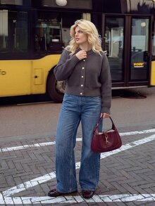 Dripcurv Plus Size Women's Solid Color Casual Versatile Daily Wear Cardigan Winter - Coffee Brown - View 4