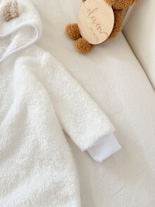 SHEIN Vintaside Kids 秋冬嬰兒法蘭絨連身衣，加厚珊瑚絨爬行服，新生兒連帽拉鍊外套 - 彩色 - 查看 8