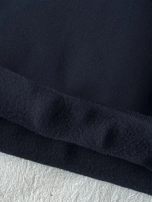 SHEIN Elladie kids Young Girl Casual Navy Blue Faux Fur Hat Colorblock Star Print Pattern Hoodie Autumn School - Navy Blue - View 5