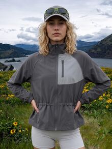 WanderVale Women's Colorblock Raglan Long Sleeve Zipper Front Sun Protection Jacket - Grey - View 5
