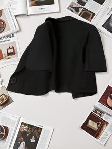 Franclia 女士短款休闲西装外套、通勤服装、女士服饰、女士上衣 - 黑色 - 查看 2
