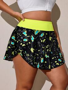 SHEIN Rhythm Era Casual Versatile Colorblock Printed Pleated Skort With Storage Pockets, Slim Fit Flattering Athletic Skirt - Multicolor - View 4