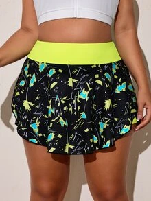 SHEIN Rhythm Era Casual Versatile Colorblock Printed Pleated Skort With Storage Pockets, Slim Fit Flattering Athletic Skirt - Multicolor - View 5