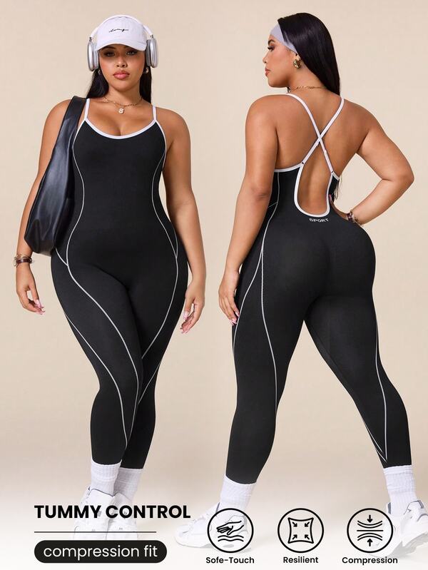 SHEIN Rhythm Era 大尺碼無縫美臀提臀運動連身褲 女款