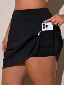 SHEIN Rhythm Era Women's Plus Size Summer Sports Skort - Black - View 3