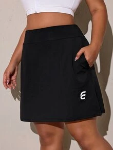 SHEIN Rhythm Era Women's Plus Size Summer Sports Skort - Black - View 5
