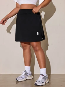 SHEIN Rhythm Era Women's Plus Size Summer Sports Skort - Black - View 8