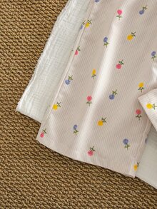 SHEIN Random 3 PC Send 1 PC Kids Young Girl Floral Print Loose Casual Pants Chic For Autumn/Winter Fall - Apricot - View 6