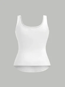 SHEIN Girlism 青少年女孩針織純色修身休閒背心 2件套 - 黑與白 - 查看 7