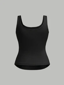 SHEIN Girlism 青少年女孩針織純色修身休閒背心 2件套 - 黑與白 - 查看 8