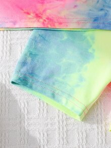Cozy Pixies طقم من قطعتين للفتيات الصغيرات، تي شيرت بأكمام قصيرة وشورت بنمط قلب بسيط، مناسب للصيف - متعدد الألوان - مشاهدة 5