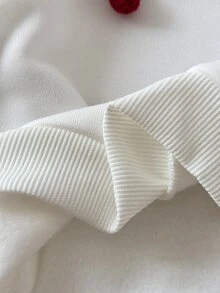 SHEIN 女嬰可愛秋冬櫻桃紅 3D 櫻桃圖案長袖衛衣長褲 2 件套可愛迷因 - 彩色 - 查看 2