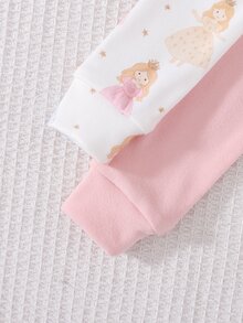 Cozy Pixies 女嬰貼身睡衣套裝 波點彩虹愛心情人節圖案 圓領長袖套頭上衣 鬆緊腰長褲 波點圖案 緊身版型 - 彩色 - 查看 7
