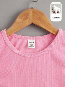 SHEIN 青少年女孩針織素色圓領休閒背心秋季上衣 2件組 - 彩色 - 查看 6