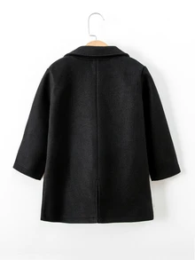 SHEIN Young Boy Lapel Collar Overcoat Autumn Fall - Black - View 2
