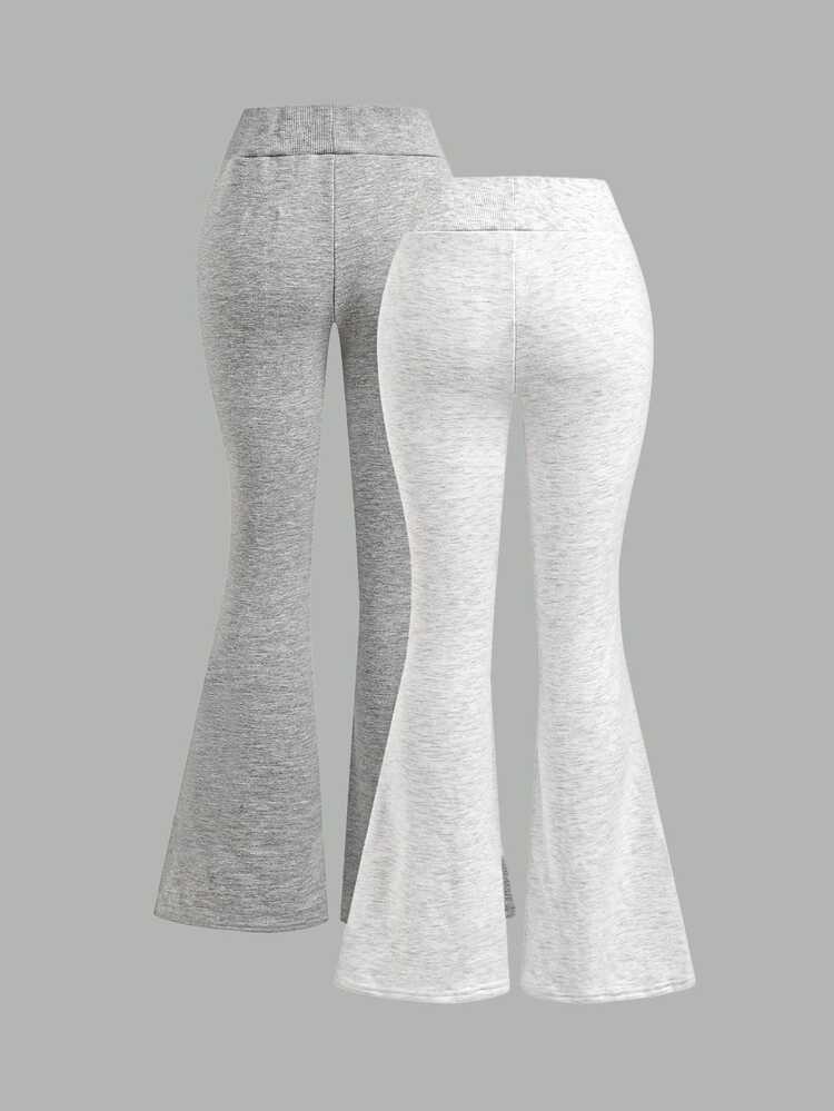 Tween Girl Tween Girls Casual All-Match Versatile Daily Fitness Sports Yoga Printed Fold-Over Waist Long Pants 2pcs Pieces Set - Multicolor - View 6