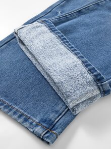 Tween Girl 1pc High Waist Bleach Wash Straight Leg Jeans - Medium Wash - View 9