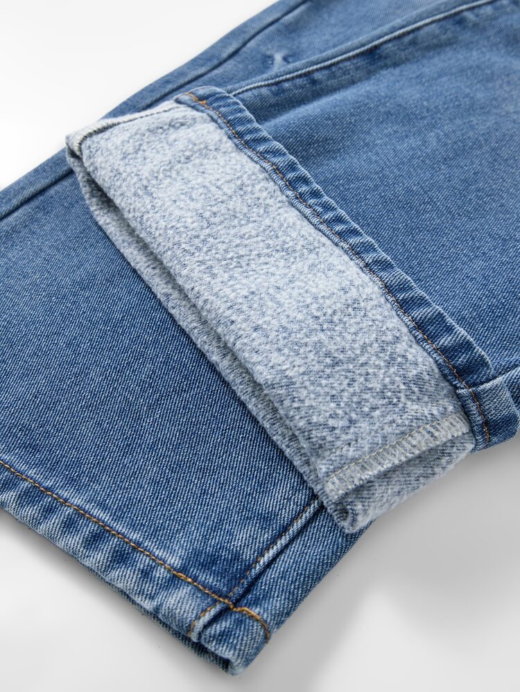 Tween Girl 1pc High Waist Bleach Wash Straight Leg Jeans - Medium Wash - View 9