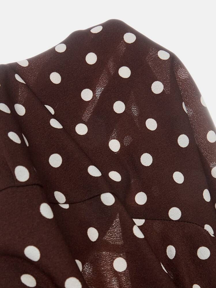 Girlism Kids Tween Girl Leopard Print Long Sleeve Casual Downtown Girl Elegant Dress Commute Stand Collar Lantern Sleeve A-Line Back To School Autumn Party - Brown - View 7