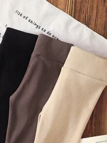 SHEIN LMoss Kids Young Girl 3件組多功能休閒緊身褲，適合秋冬、戶外運動、學校、日常休閒穿著 - 彩色 - 查看 2