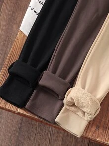 SHEIN LMoss Kids Young Girl 3件組多功能休閒緊身褲，適合秋冬、戶外運動、學校、日常休閒穿著 - 彩色 - 查看 3