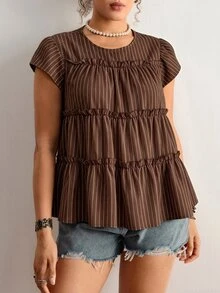 Freevana Plus Size Women's Sleeveless Layered Patchwork Blouse - Multicolor - View 6