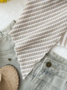 SHEIN Teen Girls Tank Tops & Camis, Vacation Summer Fashion Casual Knit Textured Striped Bandeau Tank Top, - Multicolor - View 5