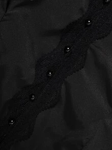 Elaquor Plus Size Fashion Lace Patchwork Ruffle Hem Long Sleeve Blouse Fall/Winter Casual Daily Going Out Blouse For Women Casual Office Business Work Blouse - Black - View 6
