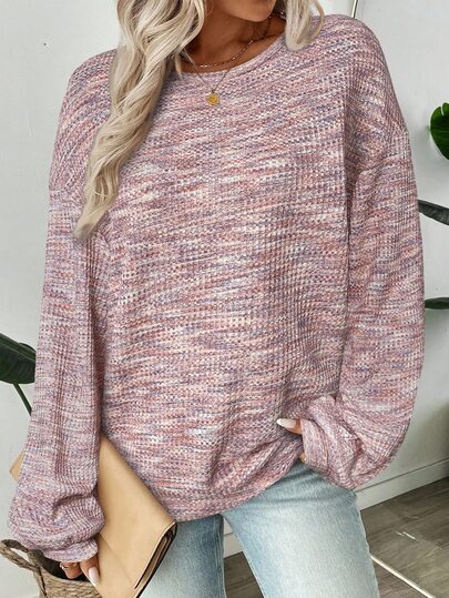 SHEIN LUNE 女式彩色华夫格针织套头衫，秋季