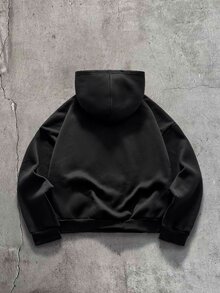 AXEPEAK Men's Knitted Fashion Daily Young Casual Loose Long Sleeve Hoodie - Black - View 2