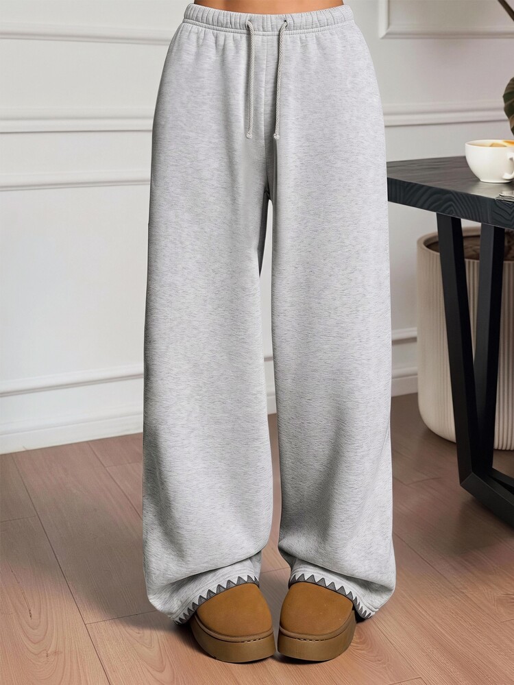 SHEIN Tween Girls Autumn Gray Long Pants Casual Versatile Fashion Comfortable Daily School - Light Grey - View 5