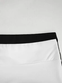 SHEIN Girlism Teen Girls Lucy Bag: Girl's Knitted Solid Color Cute Ruffle Layered Built-In Shorts Mini Skirt 2-Piece Set Y2K Fashion Back To School Ruffle Skirt With Inner Shorts Layered Ruffle Skirt, Spring Summer Autumn Winter All Season Teenager Ruffle Skirt - Black and White - View 5