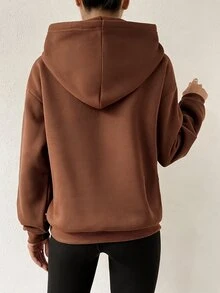 SoleilVie 秋冬休閒字母刺繡運動衫 - 棕色 - 查看 2
