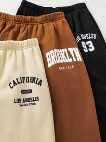 SHEIN Beli 2 Gratis 1 Celana Jogging Kasual Anak Laki-laki Remaja, Cocok untuk Musim Semi/Panas, Musim Gugur, Kembali ke Sekolah, dan Musim Dingin - MultiWarna - View 4