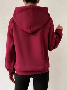 SHEIN PariChic 秋冬休閒字母刺繡運動衫 - 酒紅色 - 查看 2