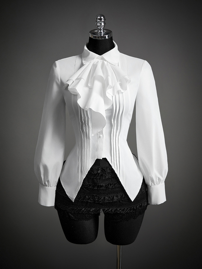 SHEIN ICON Ruffle Trim Pleated Detail Shirt